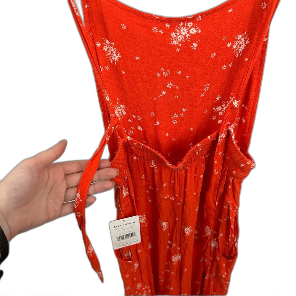 Free People Festive Orange Sweet In The Streets Overalls NWT Size XS Coastal - Picture 10 of 16